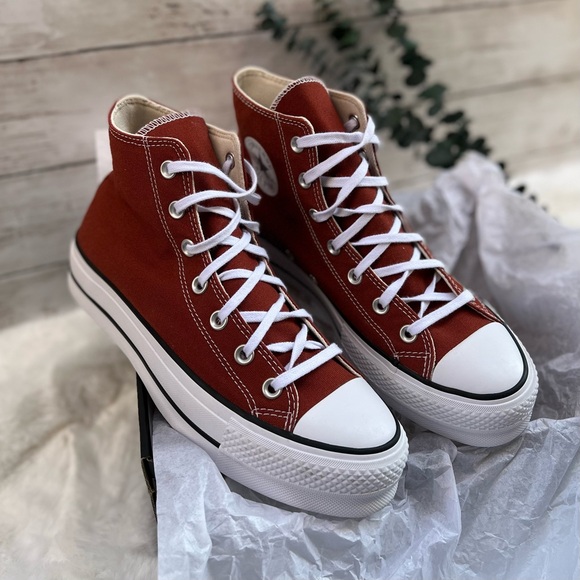 NEW Converse Womens Size 9 Chuck Taylor All Star Platform High Brick Red Shoe - Picture 3 of 9
